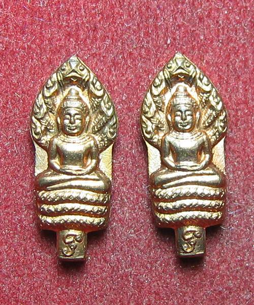 พระปรกมะขามยอดธง รุ่นแรก หลวงพ่อเสริฐ วัดโอภาสี เนื้อทองแดง 2 องค์ ชุดที่๒