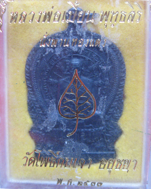 เหรียญนั่งพาน หลวงปู่เมี้ยน วัดโพธิ์กบเจา อยุธยา ปี2537 สภาพสวยมาก พร้อมกล่อง