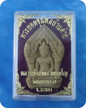 พระยอดขุนพลบ้านค่าย หลวงพ่อสาคร หลังตะกรุดสาริกาทองแดง (เคาะเดียวแดง)