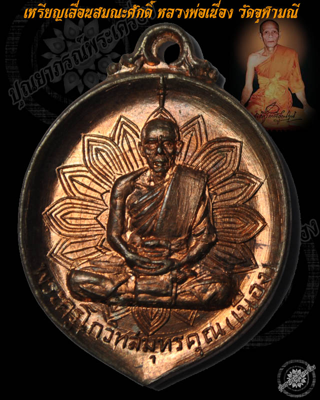 เหรียญเลื่อนสมณะศักดิ์ (พัดยศ) หลวงพ่อเนื่อง ปี 17 ตาไก่แบน