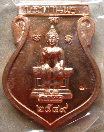 เหรียญเสมา รุ่นประธานพร หลวงปู่แผ้ว ปวโร ออกวัดกำแพงแสน ปี 49 เนื้อทองแดง