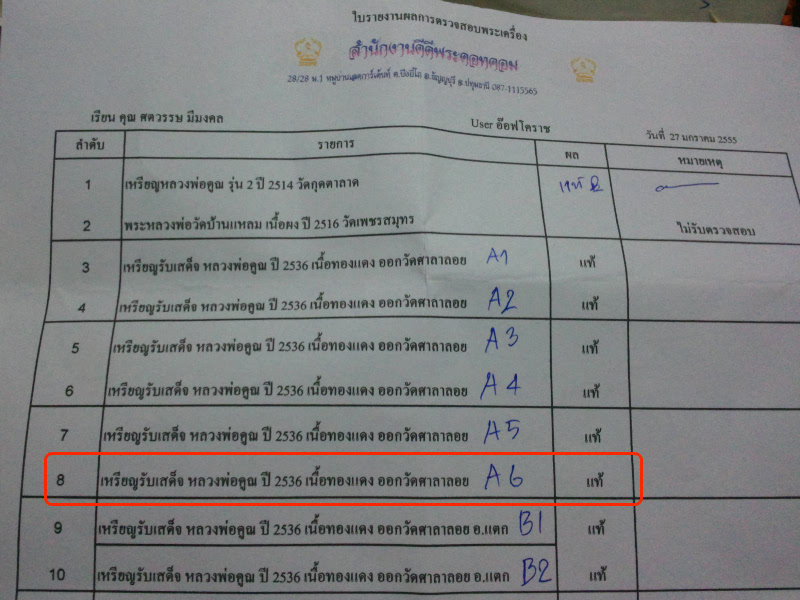 บัตรรับประกันพระแท้