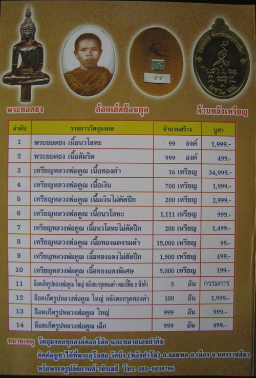 พระยอดธงอู่เงินอู่ทองเจ้าคุณนวลเบอร์705เนื้อสัมรฤธิ์ รุ่นแซยิต 6 รอบ 72 ปี วัดบึง จ.นครราชสีมา