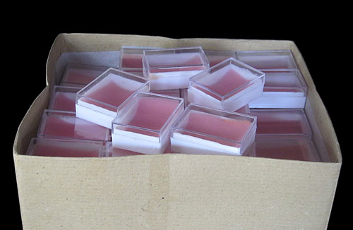 กล่องอะคริลิคใส่พระ ขนาด 2.9 X 3.1 ซ.ม. จำนวน 100 ใบ ราคา 200 บาท