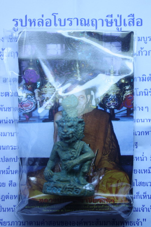 ปู่เสือ เนื้อสัมฤทธิ์สนิมเขียว No.456 หลวงปู่กาหลง เขี้ยวแก้ว ขนาดห้อยคอ ปี 51
