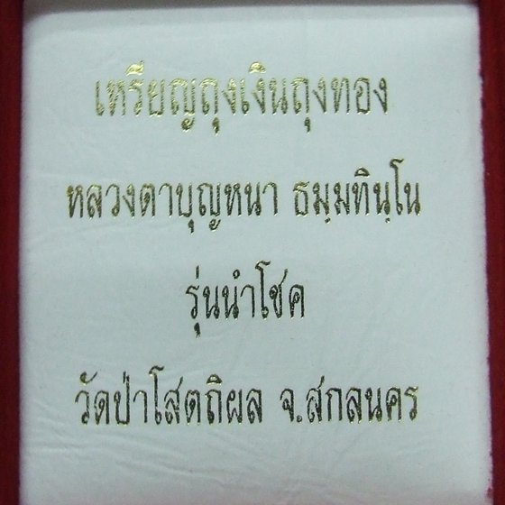 เหรียญปั้มถุงเงินถุงทอง หลวงปู่บุญหนา ธมฺมทินฺโน รุ่น นำโชค