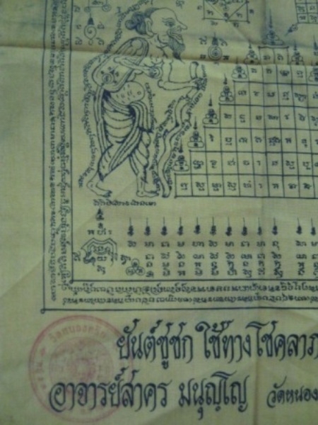 ผ้ายันต์ชูชกขนาดเล็กรุ่นแรก หลวงพ่อสาคร วัดหนองกลับ ระยอง ปี41