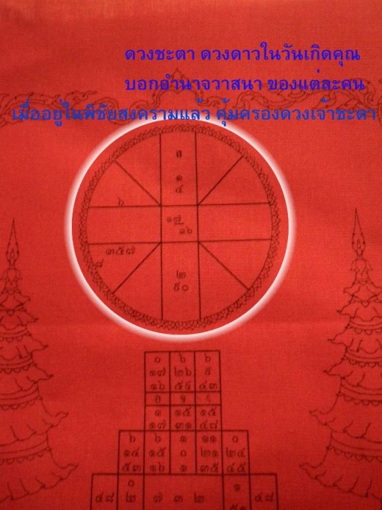 แผ่นผ้า ดวงพิชัยสงความ แผ่นนี้จะ จารึก ชื่อคุณ ที่ประมูลได้เอาไว้ และวันเดือนปีเกิด มีไว้บูชา แคลวคล