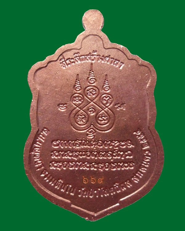 เหรียญเสมาหลวงปู่บุญหนา วัดป่าโสตถิผล รุ่นสร้างศาลา เนื้อทองแดงลงยา หมายเลข 669 พร้อมกล่อง