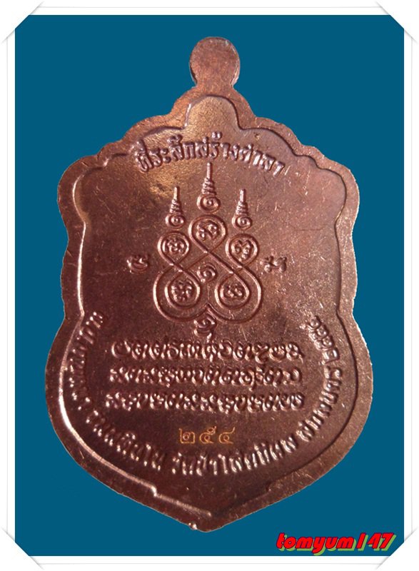เหรียญเสมาหลวงปู่บุญหนา วัดป่าโสตถิผล รุ่นสร้างศาลา เนื้อทองแดงลงยา หมายเลข 254 พร้อมกล่อง
