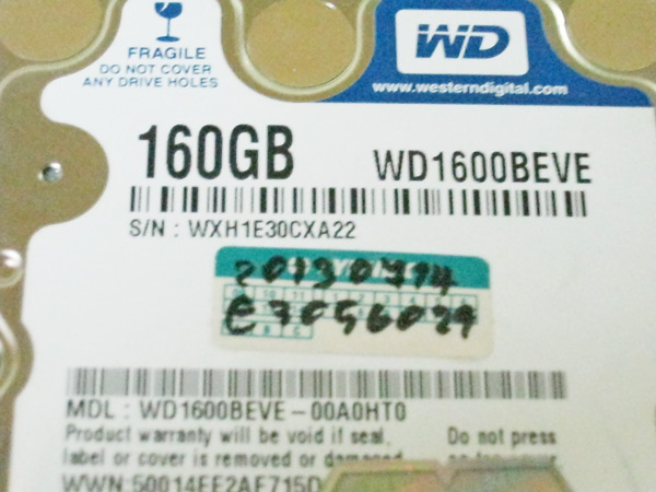 HDD Notebook IDE 160GB Westurn มีประกัน เคาะเดียว แดง