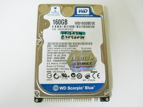 HDD Notebook IDE 160GB Westurn มีประกัน เคาะเดียว แดง