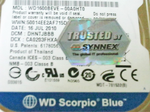 HDD Notebook IDE 160GB Westurn มีประกัน เคาะเดียว แดง