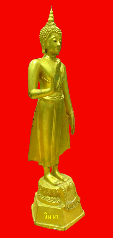 ((เริ่ม 1,500.-))พระบูชาปางประทานพร(ยืน) เนื้อโลหะปิดทองแท้ ตามุก ฐาน ๖ นิ้วสูง ๒๓ นิ้ว !!!!! 