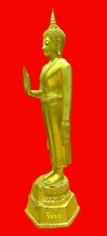 ((เริ่ม 1,500.-))พระบูชาปางประทานพร(ยืน) เนื้อโลหะปิดทองแท้ ตามุก ฐาน ๖ นิ้วสูง ๒๓ นิ้ว !!!!! 