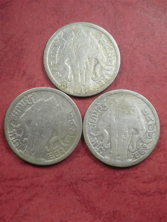 เหรียญเงิน ร.6 ราคา 25 สต. 3 เหรียญ ปี 2462 สภาพใช้ราคาถูกน่าสะสม 
