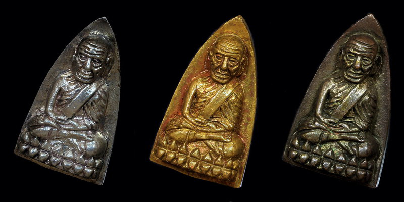 หลวงปู่ทวดวัดช้างให้หลังเตารีด 2 พิมพ์ใหญ่ เงิน ทองทิพย์ นวะ รุ่นสร้างโรงพยาบาลฯปี 39 ชุด 2