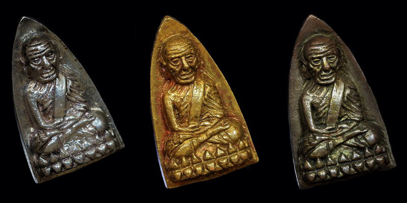 หลวงปู่ทวดวัดช้างให้หลังเตารีด 2 พิมพ์ใหญ่ เงิน ทองทิพย์ นวะ รุ่นสร้างโรงพยาบาลฯปี 39 ชุด 2