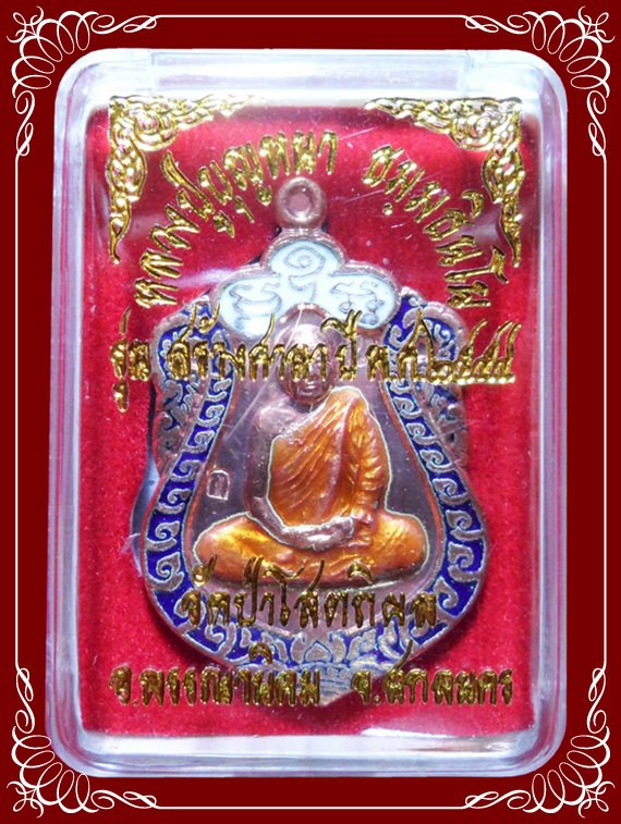 เหรียญเสมาหลวงปู่บุญหนา วัดป่าโสตถิผล รุ่นสร้างศาลา เนื้อทองแดงลงยา หมายเลขสวย 792 = 9 พร้อมกล่อง