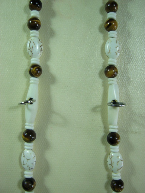 สร้อยคอหิน Tiger eye  3 ห่วง โค้งกลางไมครอนลงยายาว 3 ซม.  ความยาว 25 นิ้ว