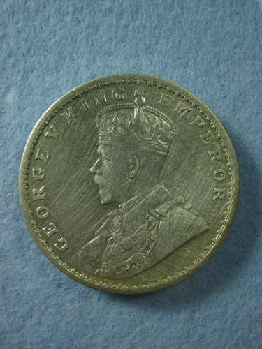 เหรียญเงินโบราณรูปีอินเดียเงินแท้ ปี 1913 (เหรียญหัวหนาม) 