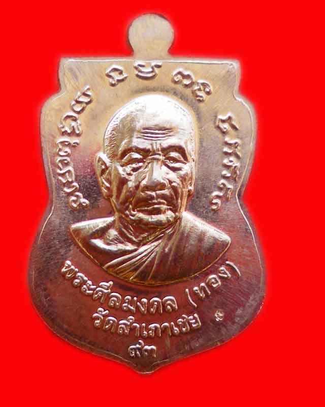 เหรียญเสมาหน้าเลื่อน 2 จุดประคตขาด ช้างปล้อง(ทอง93เนื้อเงิน)