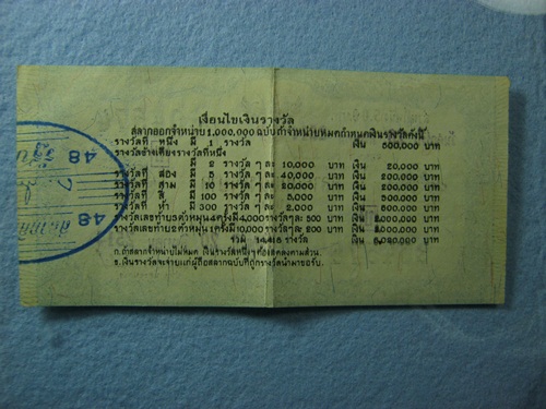 มุมสะสม ลอตเตอร์รี่เก่า ปี 2514 รางวัลที่ 1  ห้าแสนบาท สภาพสมบูรณ์