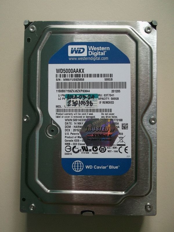 HARD DISK 500 GB BLUE WESTERN ประกัน SYNNEX 24/3/2014