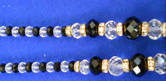 สร้อยคริสตรัลโมดาร์ (Crystal Modar) สีดำและสีขาวใส ความยาว 25.5 นิ้ว
