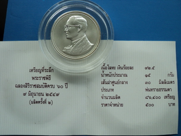 เหรียญที่ระลึกฉลองศิริราชสมบัติครบ 60 ปี