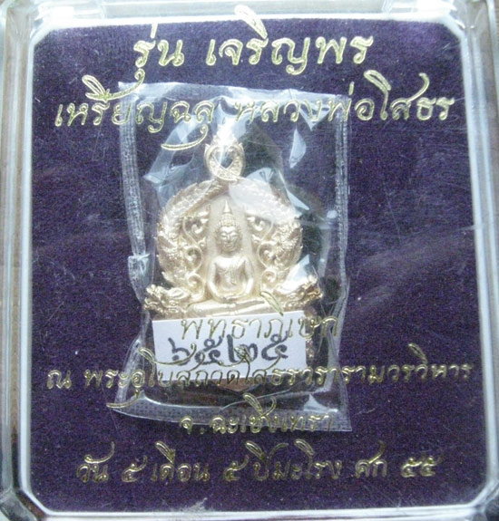 เหรียญหล่อฉลุชิ้นเดียว พระพุทธโสธร รุ่นเจริญพร เนื้อทองบอร์น No ๖๕๒๕