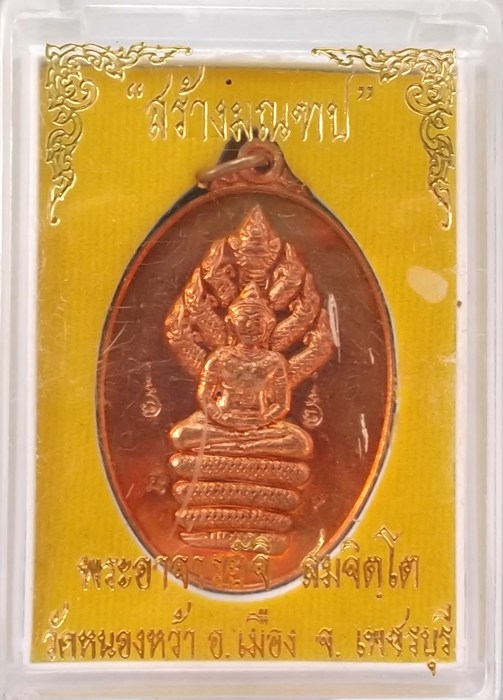 เหรียญนาคปรกเนื้อทองแดง(กรรมการเลข 9  ) พระอาจารย์จิ วัดหนองหว้า พ.ศ. 2554