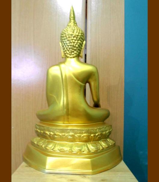 พระบูชาปางมารวิัชัยเนื้อทองเหลือง ลงสีทองคำ หน้าตัก 9 นิ้ว