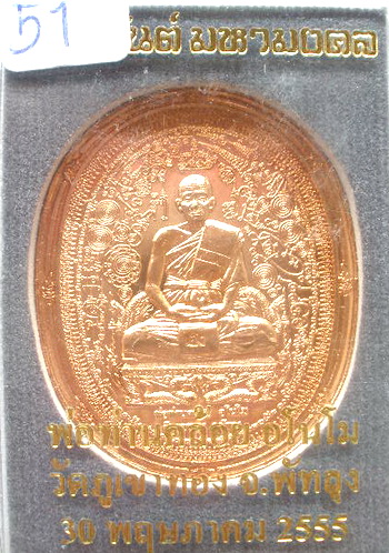 เหรียญพ่อท่านคล้อย วัดภูเขาทอง รุ่นมหายันต์ มหามงคล เนื้อทองแดง เหรียญสวย เลขสวย 51 (เคาะเดียวแดง)