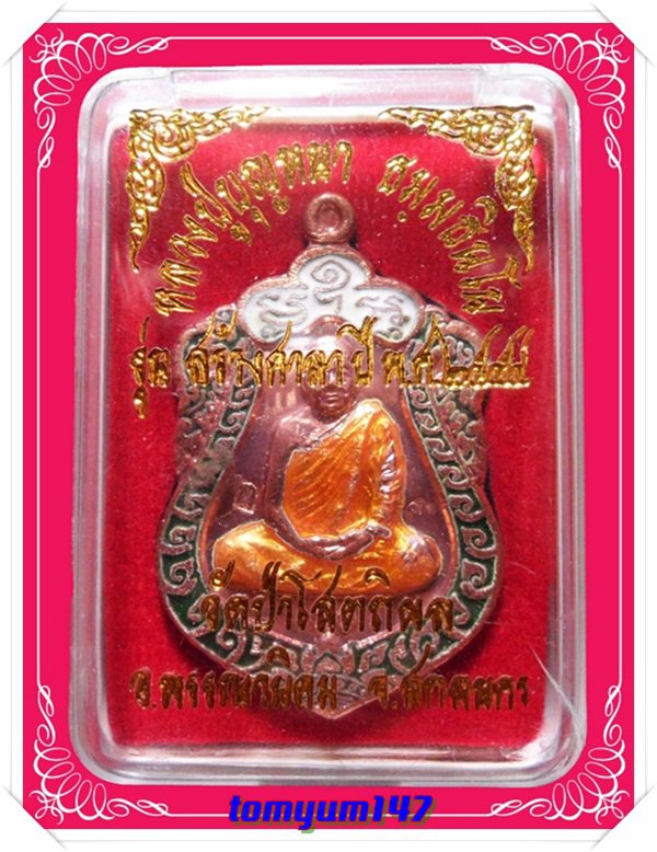 เหรียญเสมาหลวงปู่บุญหนา วัดป่าโสตถิผล รุ่นสร้างศาลา เนื้อทองแดงลงยา หมายเลข 174 พร้อมกล่อง