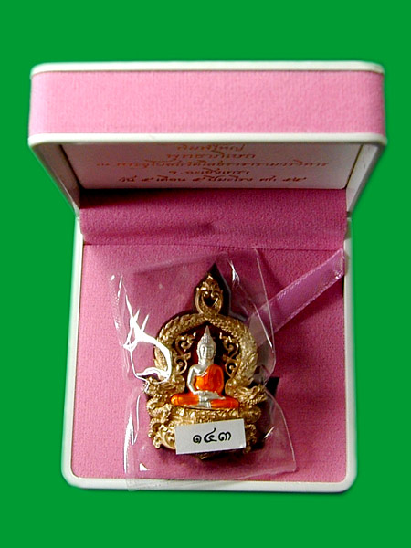 พระพุทธโสธร รุ่นเจริญพร เนื้อบรอนซ์แก่ทองคำองค์เงินลงยาพิมพ์ใหญ่ สีแดง หมายเลข ๑๔๓......เคาะแรก