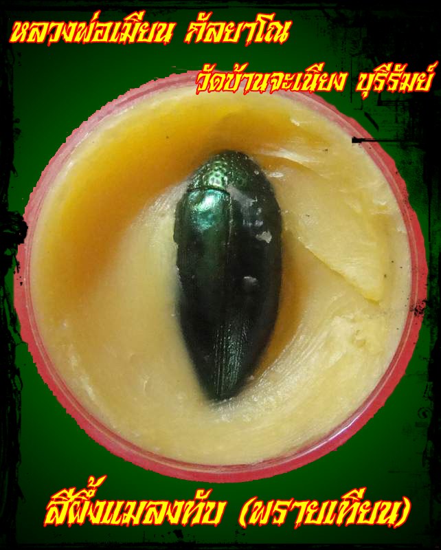 สีผึ้งแมลงทับ (พรายเทียน) หลวงพ่อเมียน วัดบ้านจะเนียง บุรีรัมย์ 