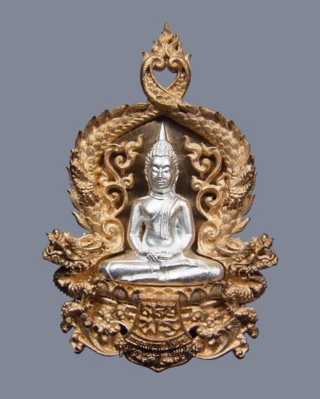 เหรียญฉลุ 3 ชิ้น พระพุทธโสธร รุ่นเจริญพร เนื้อบรอนซ์แก่ทองคำองค์เงิน พิมพ์ใหญ่ หมายเลข 101