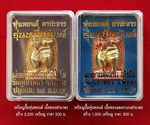 +++2 ตน เหรียญปั๊มหุ่นพยนต์ ตาปะขาว รุ่นหมื่นยันต์ พ่อท่านคล้อย อโนโม +++