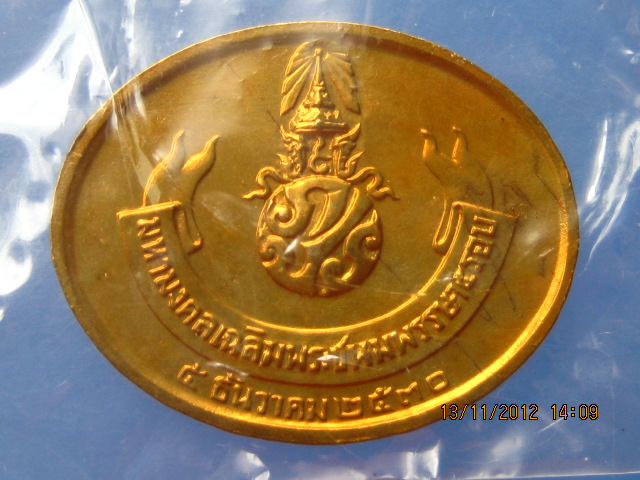 เหรียญพระปางไสยาสน์ หลัง ภปร. วัดโพธิ์ ปี 2530