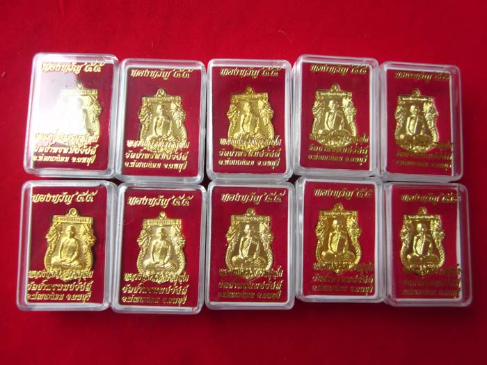 10 เหรียญของขวัญกฐิน 55 หลวงปู่สรวงวรสุโธ วัดถ้ำพรหมสวัสดิ์ อ.พัฒนานิคม จ.ลพบุรี เนื้อทองทิพย์ สวยๆ