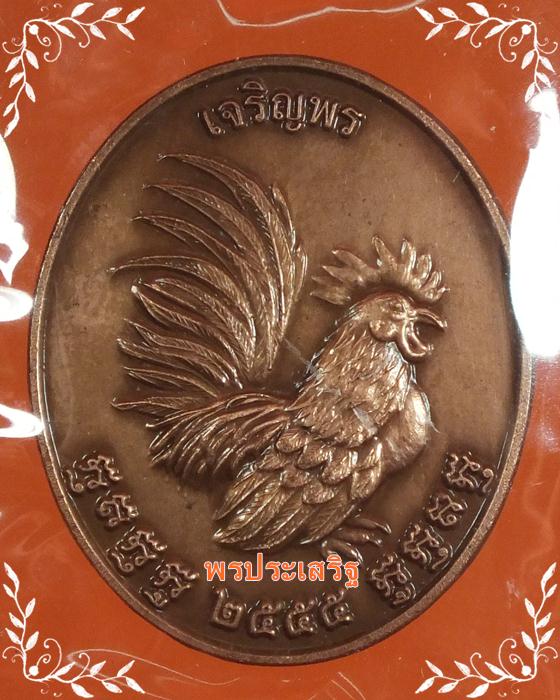 เหรียญไก่ฟ้าเจริญพร เนื้อซาติน หลวงปู่สรวง วัดถ้ำพรหมสวัสดิ์ หมายเลข 8379