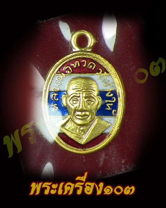 เม็ดแตงหลวงปู่ทวด วัดช้างให้ รุ่น 100 ปีอาจารย์ทิม เนื้อทองแดงนอกลงยาธงชาติ (9)