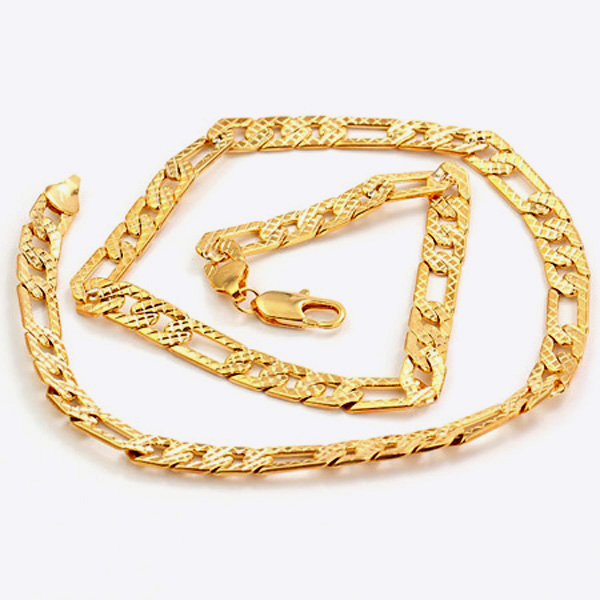 เคาะเดียวแดง สร้อยคอ 9K แท้ Gold Filled ขนาด ลาย 3-1 Figaro ล่าสุด นิยมสุ ดๆ.....Code008