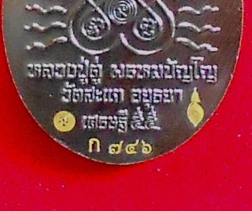 เหรียญรูปไข่ เปิดโลกเศรษฐี 55 หลวงพ่อทวด เนื้อทองแดงรมดำปัดวีนอล