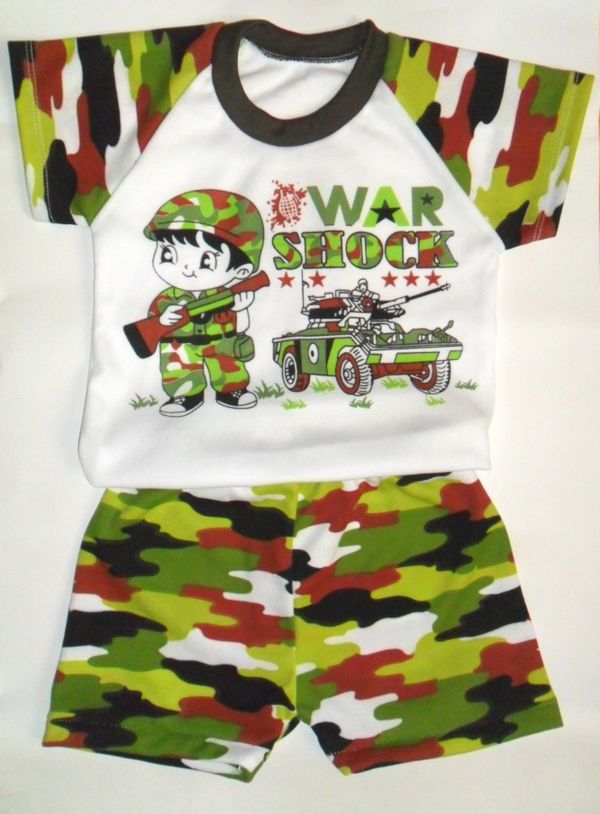 ชุดทหารจิ๋ว สำหรับเด็ก เสื้อลายทหารสีขาว ของใหม่ เคาะเดียวจัดส่งถึงบ้าน