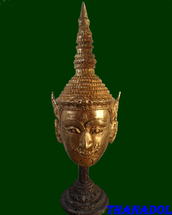 หลวงปู่กาหลงเขี้ยวแก้ว วัดเขาแหลม จ.สระแก้ว เศียรพระลักษณ์หน้าทองเนื้อสำริดชุบทองไมครอนทอง