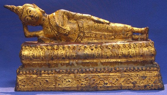 พระบูชาศิลปรัตนโกสินทร์ ปาง ไสยาสต์ สวย ทองเดิม ผิวหิ้ง 