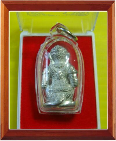 พญาหนุมานเรียกทรัพย์ หลวงปู่แผ้ว ปวโร วัดหนองพงนก จ.นครปฐม ปี2550 เนื้อดีบุก