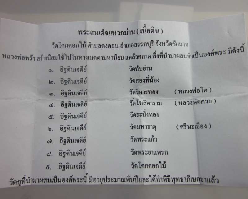 พระสมเด็จพิมพ์แหวกม่านหลวงพ่อพร้า วัดโคกดอกไม้ จ.ชัยนาท เนื้อดินเผา